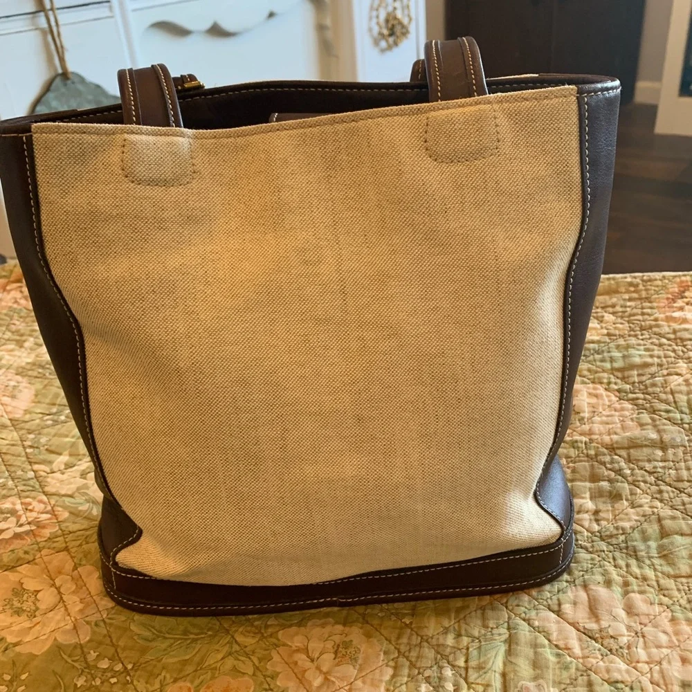 Coach Canvas & Leather Tote Bag in Natural Brown